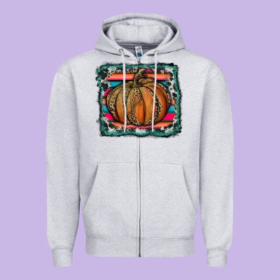 Leopard Pumpkin With Serape Background Zipper Hoodie Designed By Ranaportraitstore