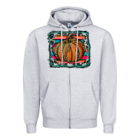 Heather Grey leopard pumpkin with serape background Zipper Hoodie - RanaPortraitStore