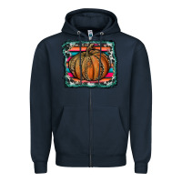 Navy leopard pumpkin with serape background Zipper Hoodie - RanaPortraitStore