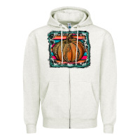 Oatmeal Heather leopard pumpkin with serape background Zipper Hoodie - RanaPortraitStore
