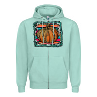 Seafoam leopard pumpkin with serape background Zipper Hoodie - RanaPortraitStore