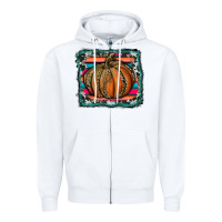 White leopard pumpkin with serape background Zipper Hoodie - RanaPortraitStore