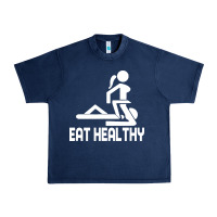 Navy eat healthy Urban Heavy Tee - DesigneFamous