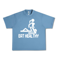 Pebble Blue eat healthy Urban Heavy Tee - DesigneFamous