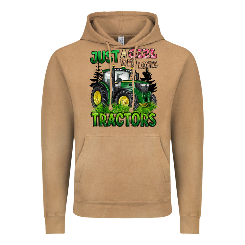 Just A Girl Who Loves Tractors Vintage Hoodie by BarkalooDesign | Teevron