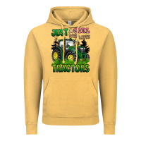Vintage Mustard just a girl who loves tractors Vintage Hoodie - BarkalooDesign