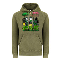 Vintage Olive just a girl who loves tractors Vintage Hoodie - BarkalooDesign