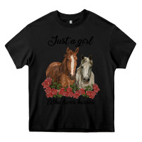 Black just a girl who loves horses no background Heavy Core Tee - RanaPortraitStore