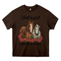 Chocolate Brown just a girl who loves horses no background Heavy Core Tee - RanaPortraitStore