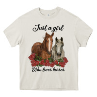 Cream just a girl who loves horses no background Heavy Core Tee - RanaPortraitStore