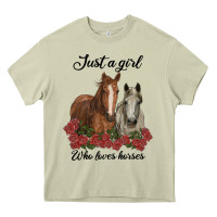 Just A Girl Who Loves Horses No Background Heavy Core Tee | Teevron