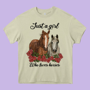 Just A Girl Who Loves Horses No Background Heavy Core Tee Designed By Ranaportraitstore
