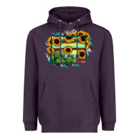 Plum Wyoming Map Sunflower Cactus Serape Heavyweight Hoodie - RanaPortraitStore