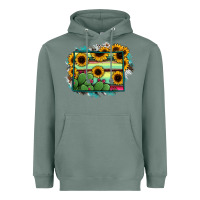 Sage Wyoming Map Sunflower Cactus Serape Heavyweight Hoodie - RanaPortraitStore