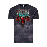 Cloud Black merry christmas bull skull Vintage Tee - CowhideDigitalArt