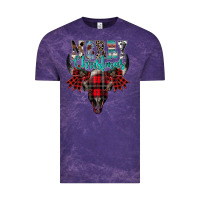 Cloud Purple merry christmas bull skull Vintage Tee - CowhideDigitalArt