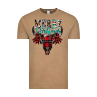 Vintage Coffee merry christmas bull skull Vintage Tee - CowhideDigitalArt