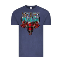 Vintage Denim merry christmas bull skull Vintage Tee - CowhideDigitalArt