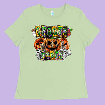 Spooky Vibes Ladies Tee Designed By Cowhidedigitalart