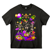 Asphalt Mardi Gras Skeletons Heavy Core Tee - BundleAndBundleShop
