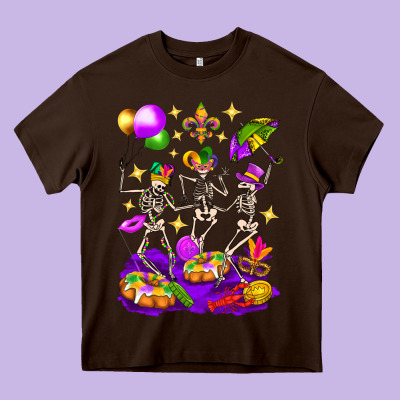 Mardi Gras Skeletons Heavy Core Tee Designed By Bundleandbundleshop