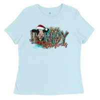 Baby Blue howdy christmas Ladies Tee - CowhideDigitalArt