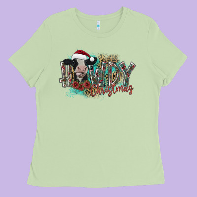Howdy Christmas Ladies Tee Designed By Cowhidedigitalart