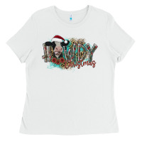 White howdy christmas Ladies Tee - CowhideDigitalArt