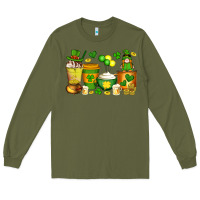 Army Green st patrick's day coffee cups with gnome Long Sleeve Tee - Artiststas