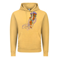 Vintage Mustard light purple jellyfish and floral Vintage Hoodie - BarkalooDesign