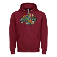 Burgundy western pumpkin farm truck Zipper Hoodie - RanaPortraitStore