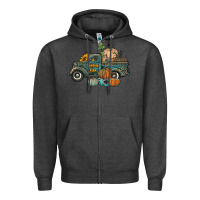 Charcoal Heather western pumpkin farm truck Zipper Hoodie - RanaPortraitStore