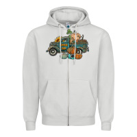 Dove Grey western pumpkin farm truck Zipper Hoodie - RanaPortraitStore