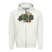 Oatmeal Heather western pumpkin farm truck Zipper Hoodie - RanaPortraitStore
