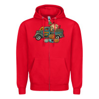 Red western pumpkin farm truck Zipper Hoodie - RanaPortraitStore