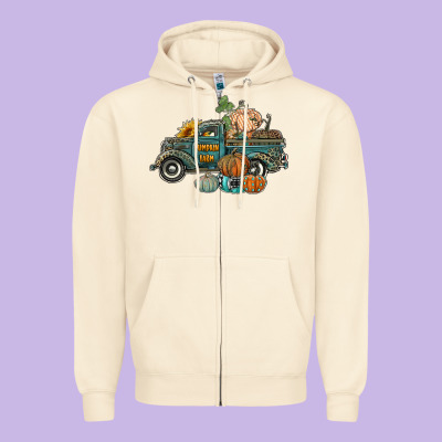 Western Pumpkin Farm Truck Zipper Hoodie Designed By Ranaportraitstore