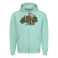 Seafoam western pumpkin farm truck Zipper Hoodie - RanaPortraitStore