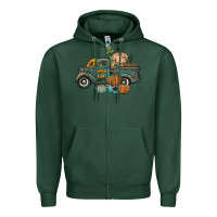 Sports Green western pumpkin farm truck Zipper Hoodie - RanaPortraitStore
