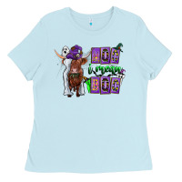Baby Blue Moo I Mean Boo Ladies Tee - CowhideDigitalArt