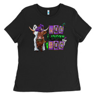 Black Moo I Mean Boo Ladies Tee - CowhideDigitalArt