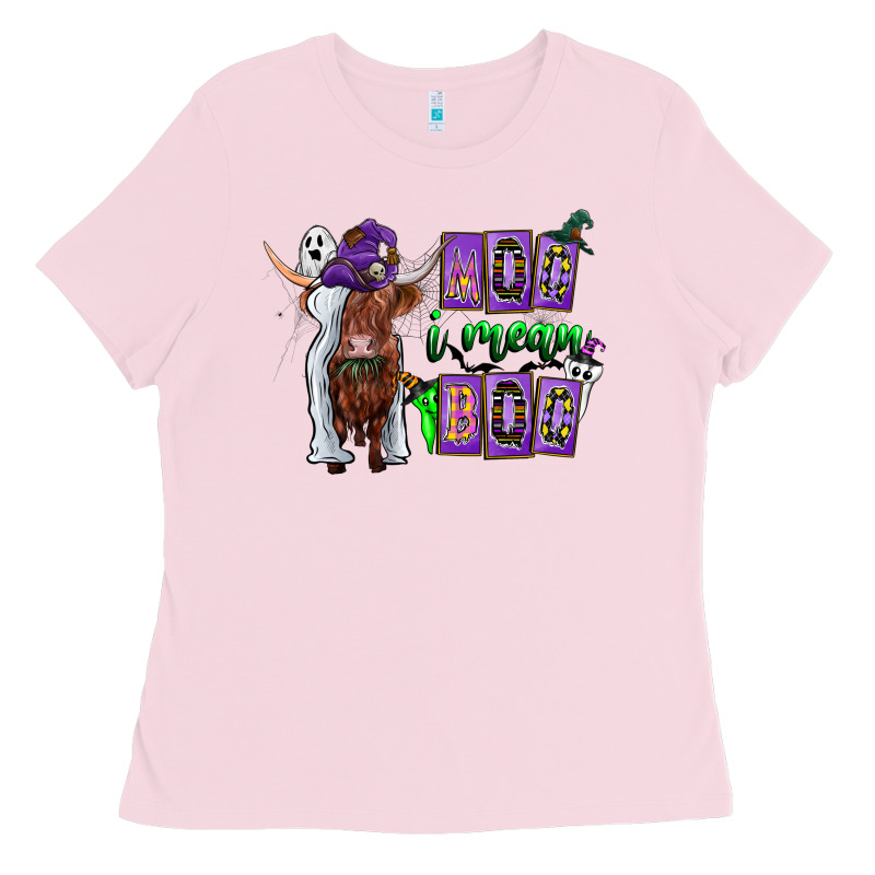 Moo I Mean Boo Ladies Tee by CowhideDigitalArt | Teevron