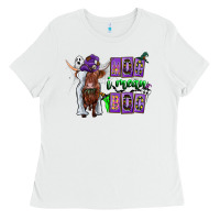 White Moo I Mean Boo Ladies Tee - CowhideDigitalArt