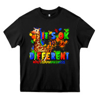 Black it's ok to be different autism awareness Heavy Core Tee - FaDigitalArtStudio
