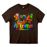 Chocolate Brown it's ok to be different autism awareness Heavy Core Tee - FaDigitalArtStudio