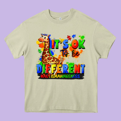 It's Ok To Be Different Autism Awareness Heavy Core Tee Designed By Fadigitalartstudio
