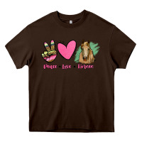 Chocolate Brown peace love horses Heavy Core Tee - RanaPortraitStore