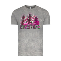 Cloud Rock Merry Christmas pink  trees Vintage Tee - CowhideDigitalArt