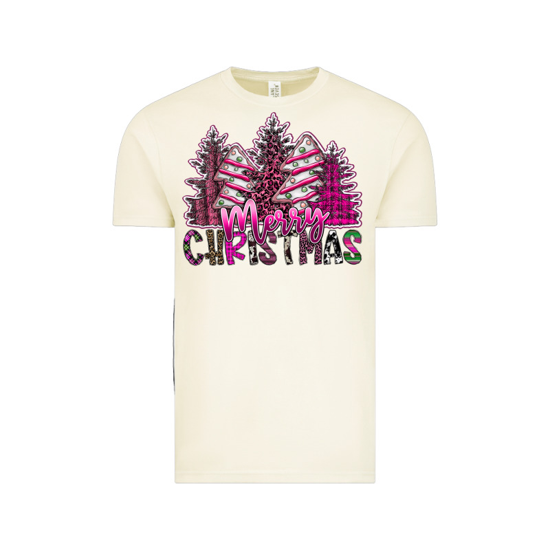 Merry Christmas Pink  Trees Vintage Tee by CowhideDigitalArt | Teevron
