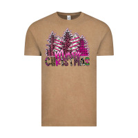 Vintage Coffee Merry Christmas pink  trees Vintage Tee - CowhideDigitalArt