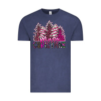Vintage Denim Merry Christmas pink  trees Vintage Tee - CowhideDigitalArt